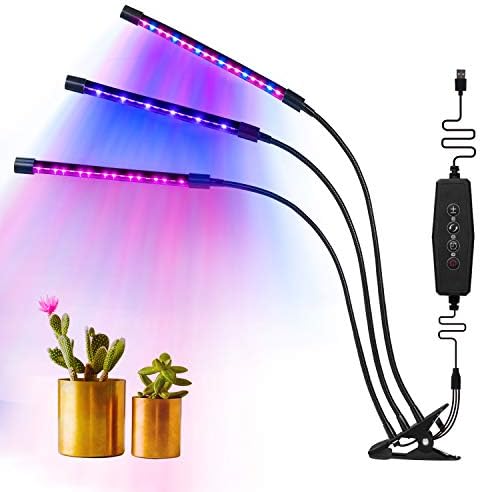 MixMart Plant Growing Lamp, 27W LED Plants Grow Lights Super Energy Saving with 18 LEDs Artificial Three Head Plant Lamp,Growing Lights with Timing 54 LED Clip for Indoor Plants