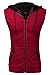 Coofandy Mens Casual Sleeveless Hoodie Zip Up Vest with Pockets, Small, Red