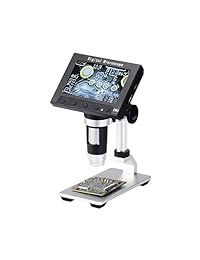 Jiusion   Microscopio digital con pantalla LCD a todo color de 4,3 pulgadas, con zoom de aumento de 10X a 500X, para grabación de vídeo ahorro de vídeo, s PCB para Windows Mac