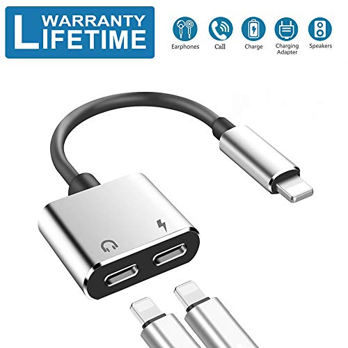 Headphone Jack Adapter Dongle for iPhone X Jack Earphone Splitter Adapter Compatible with iPhone 11 /X/XS MAX/XR/7 /7P /8 /8P Charger and Headphones Aux Accessories Adapter Support All iOS Systems