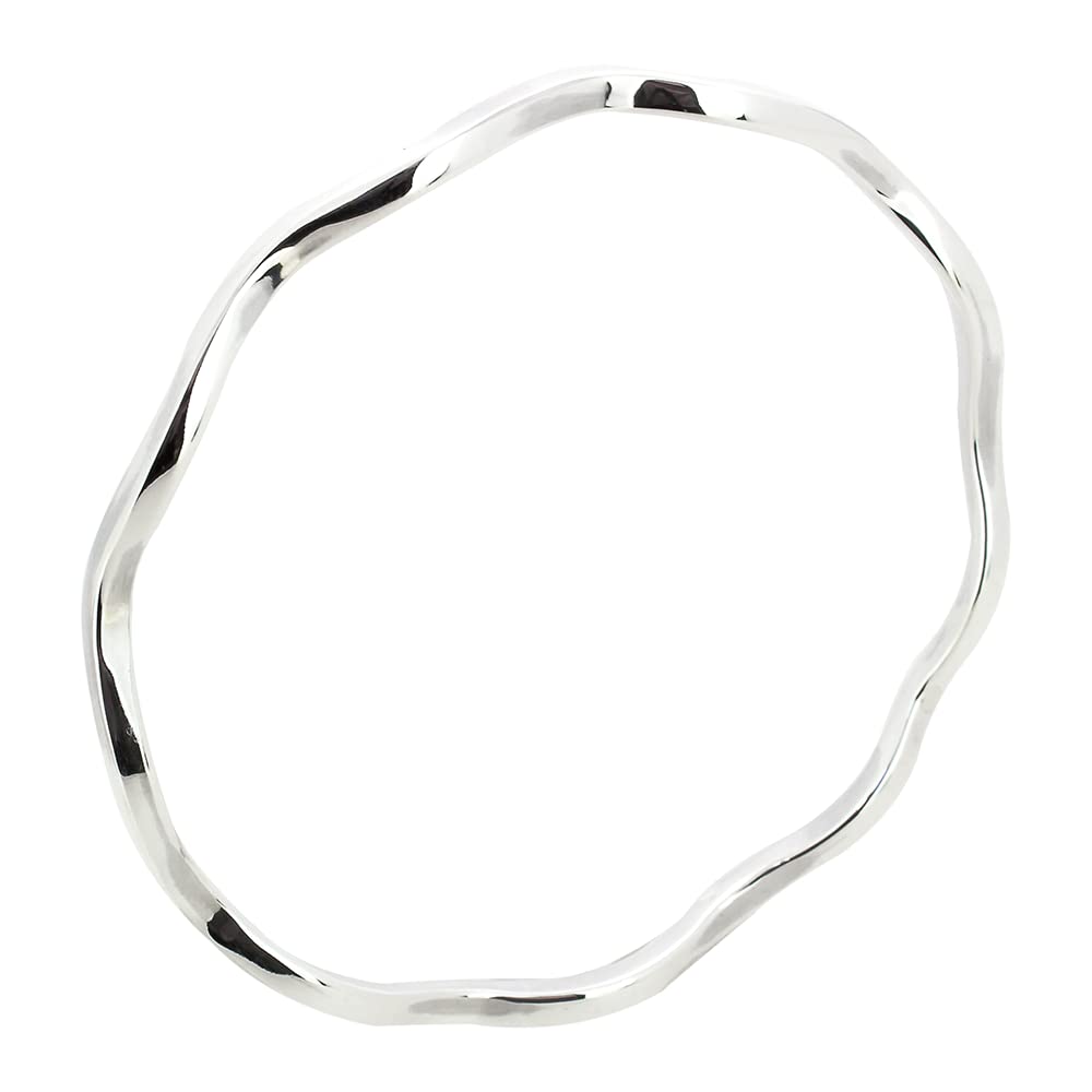 Treasure Bay Elegant Chic 925 Sterling Silver Bangle Bracelet for Women Girls | 65mm Diameter Shiny Polsihed Silver bangle for Women Girls (3mm Wavy) — image 1