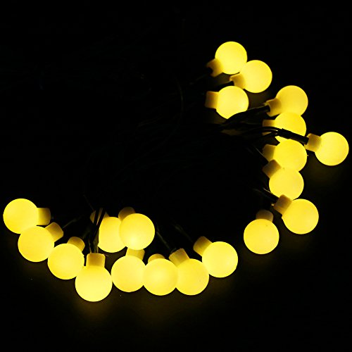 XUNATA 39.6ft Solar Powered LED String Lights Flexible Waterproof 100 LEDs White Ball Lights for Indoor Outdoor Home Patio Lawn Garden Party Holiday Decorations(Warm White)