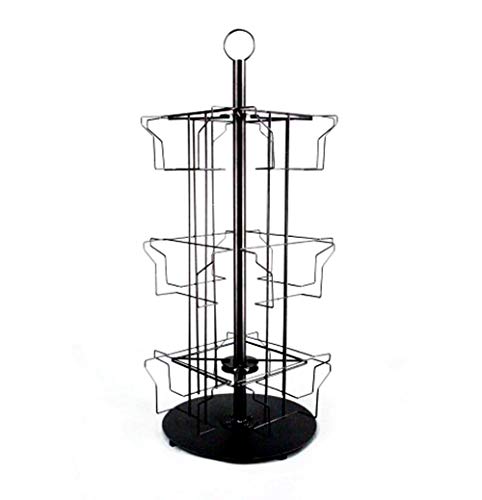 FixtureDisplays Rotating Greeting Card Display w/Sign Clip, 12 Horizontal Pockets - Black 119934