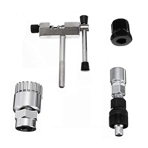 4Pc Mountain Bike MTB Bicycle Crank Chain Axis Extractor Removal Repair Tool Kit (AS, Silver)