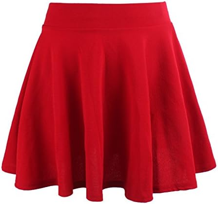 Amazing Closet A-Line Short Pleated Skirt Puff Basic Versatile Casual (X-Large, Normal-Red)