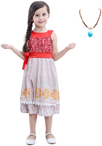 LILYFUN Girls Princess Adventure Outfit Cosplay Costume Skirt Set With Necklace (Style2, Child XXL/10-12)