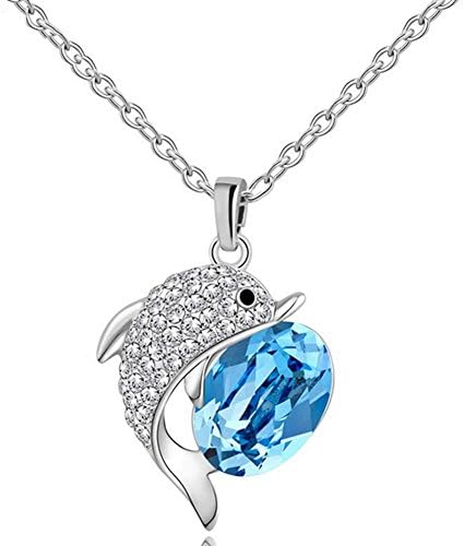 CHAKNOE Austrial Crystal Dolphin Fashion Women Female Heart Sexy Weeding Gift Necklace(C3)
