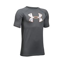 Under Armour Boys' Tech Big Logo Short Sleeve T-Shirt, Graphite/Overcast Gray, Youth X-Small