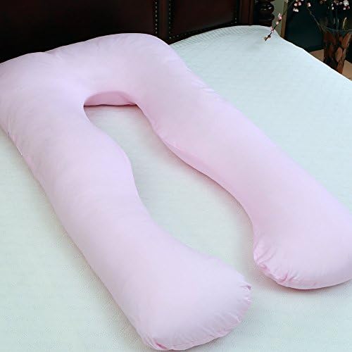 DOWNIGHT U Shaped Pregnancy/Maternity Pillow Body Pillow With Washable 100% Cotton Cover, Pink