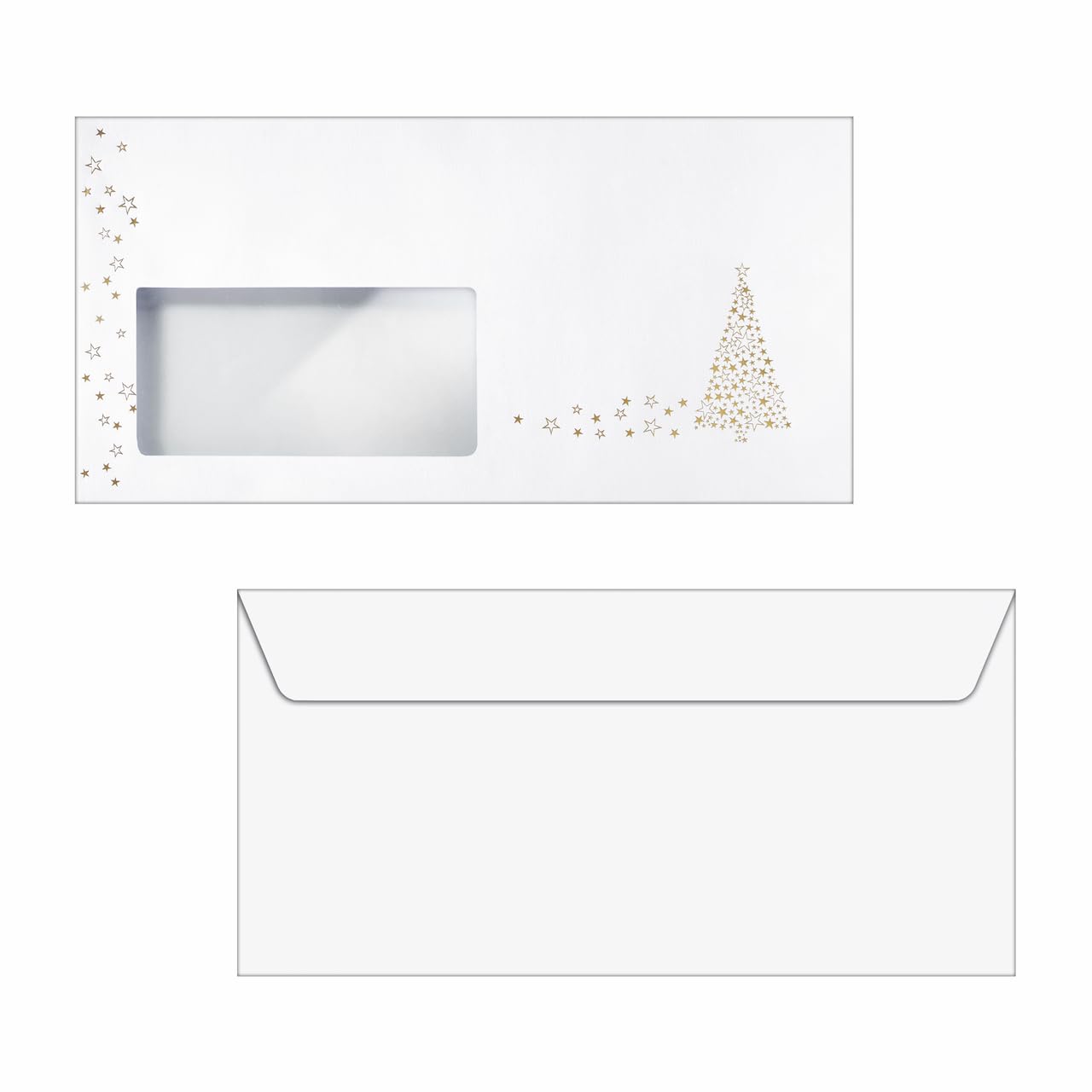 SIGEL DU084 Christmas envelopes "Golden Tree", DL, with window, 90 gsm, 50 Pieces
