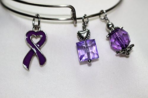 Purple Awareness Ribbon, Cancer Awareness Bracelet, Relay For Life