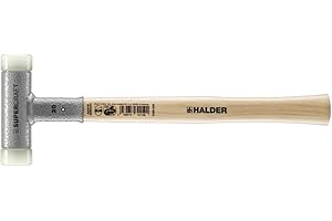 Halder SuperCraft Dead Blow Mallet 3366.030 - Non-Rebounding Mallet, Hard Nylon Inserts, Hickory Wood Handle with Overstrike Protector, 30mm, 1 lbs.