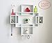 HAO ALWAYS DO BETTER Set of 5 Cubes with Free Extra Jewellery Hooks Interlocking Wall Shelf, Intersecting Squares Wooden Floating Shelf, Wall Mounted Horizontally or Vertically Display Shelves,White