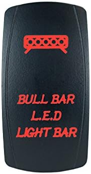 QUNQI STAR 5 pin Laser Backlit Rocker Switch BULL BAR LED LIGHT BAR 20A 12V On/off LED Light Toggle Switch (Red)