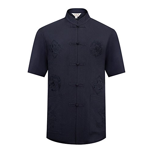 FangNer Men 's Summer Chinese Style National Wind Short Sleeved Shirts Middle-aged Tang Suit