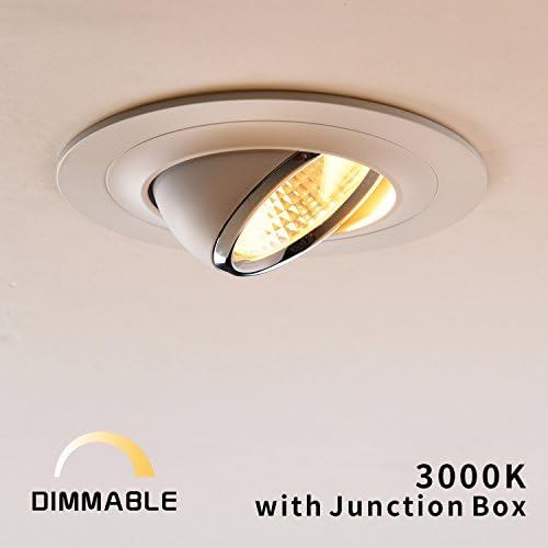 OBSESS LED Recessed Downlight with Junction Box, Adjustable LED Recessed Light Fixture with Gimbal, 4 Inch 8W Dimmable, 3000K Warm White, LED Driver Included (White)