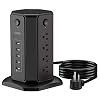 Power Strip Tower – NTONPOWER 10ft Extension Cord Flat Plug Surge Protector, 8 Outlets 5 USB Desktop Charging Station…