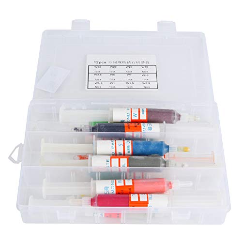 12Pcs Diamond Polishing Lapping Paste for Final Polishing Metal and Jewelry with Storage Box