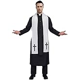 GOLDSTITCH Mens Black Priest Father Robe Halloween Costume Cosplay Outfit