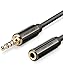 FosPower (4 Inch 3.5mm Male to 3.5mm Female Auxiliary 4-Conductor TRRS Stereo Audio Extension Cable [24K Gold Plated Connectors]