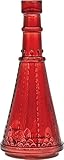 Luna Bazaar Small Vintage Glass Bottle (6.75-Inch, Cone Design, Red) - Flower Bud Vase - For Home Decor, Party Decorations, and Wedding Centerpieces