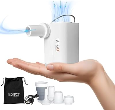 Mini Battery Air Pump Pro TX-299 - Pompe à air électrique rechargeable 3600 mAh avec banque d'alimentation, lumière LED, 5 buses, chargement USB -Pompe à air portable sans fil pour gonflables