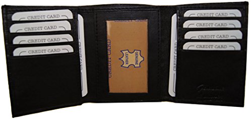 Improving Lifestyles Leather Mens Wallet Trifold Black FREE Organza Gift Bag SUN1105BK