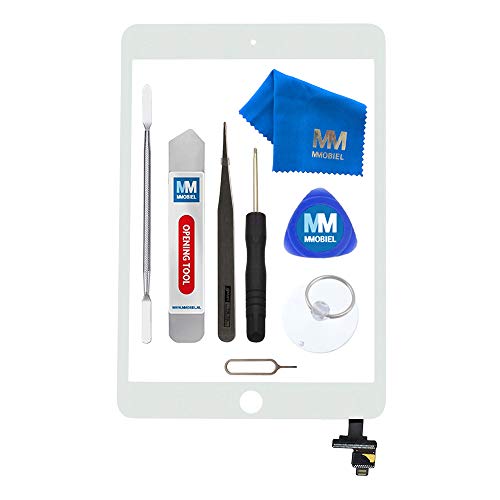 MMOBIEL Digitizer Front Glass Replacement Compatible with iPad Mini 1 2012 / iPad Mini 2 2013 - A1432 A1455 / A1489 A1490 A1491 - 7.9 Inch - Touch Screen Digitizer - Incl. Toolkit - White