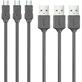 Soundpie Micro USB Cable 3.3ft (1m) 3 Pack - USB 2.0 A to Micro B High Speed - 22AWG Power rated to 3 amp - Fast Data Sync Charge Cord - Charge Cable For Android Samsung, Cell Phone &amp; Tablet(Black)