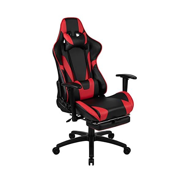 Silla Escritorio Computadora apoya piés y cabeza Eco Cuero Rojo