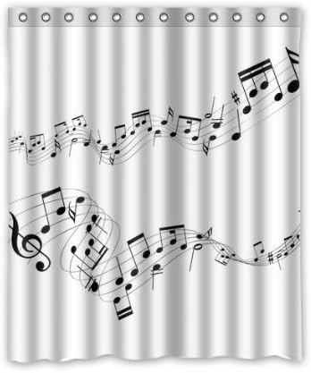 CozyBath Music Notes Waterproof Polyester Fabric 60"(w) x 72"(h) Shower Curtain and Hooks