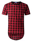 LILBETTER Mens Hipster T Shirt Hip Hop Basic Longline Crewneck T-shirt Zipper Trim
