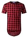 LILBETTER Mens Hipster T Shirt Hip Hop Basic Longline Crewneck T-shirt Zipper Trim