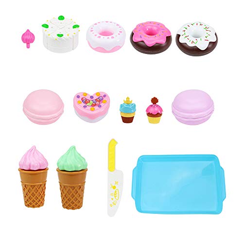 LtrottedJ Dessert Cake Food Toy Pretend Play Food Ice Cream Birthday Cake Set Toy