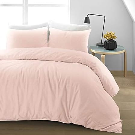 Nimsay Ensemble Housse De Couette En Coton Et Lin Drap En Coton Rose Poudre Double Amazon Fr Cuisine Maison