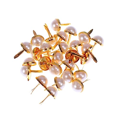 WEKAMOS 100pcs Fashion Design Pearl Brads Metal Craft Brads Snap Fasteners for Clothing Scrapbooking Decor