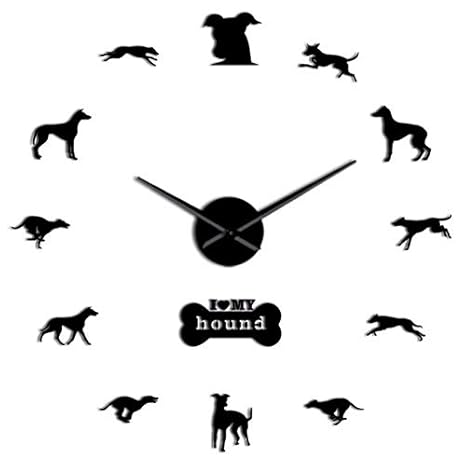 Lllyzz Greyhound Adopcion Perro Pared Arte Diy Gigante Reloj De