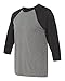 Bella + Canvas Unisex 3/4-Sleeve Baseball T-Shirt M GRY/ CHR BLK TRB