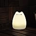 GUO Portable LED Children Night Light Kids Silicone Cat Lamp Warm White &7-Color Breathing Dual Light Modes, USB Rechargeable Lighting,Sensitive Tap Control for Baby Adults Bedroom