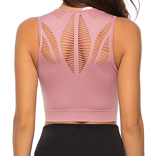 Women Yoga Tank Top Workout Shirts Open Back Racerback Built in Shelf Sports Bra M