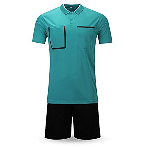 Shinestone Men's Soccer Short Sleeves Referee Jersey Referee Short Shirt (0120-Dark Green, Medium)