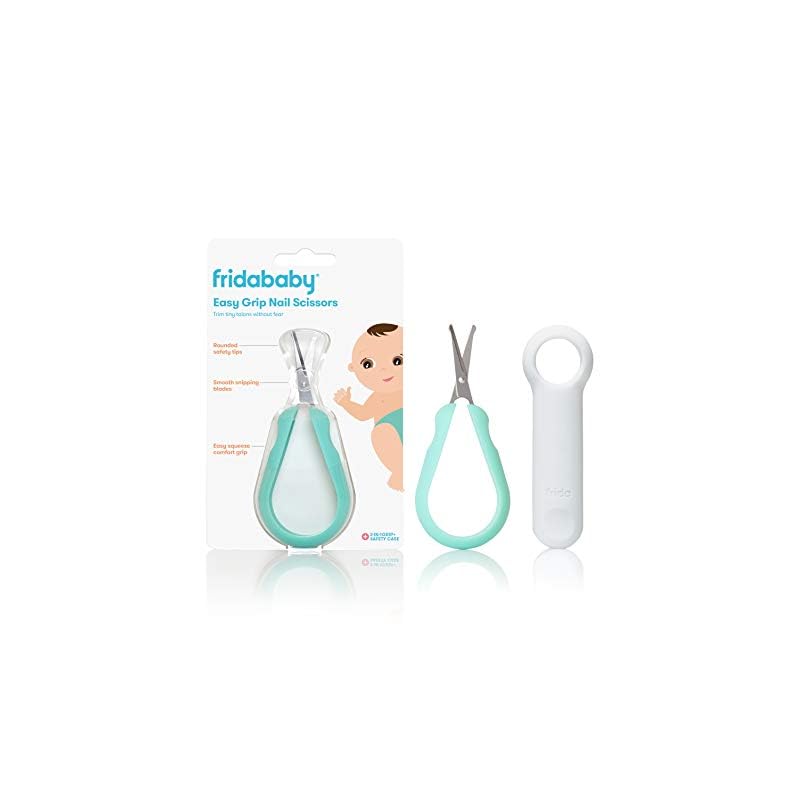 Frida Baby Easy Grip Nail Scissors | Grooming Essentials Safe for Infant Newborn Toddler Nails