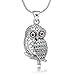 CHUVORA 925 Oxidized Sterling Silver Filigree Red CZ Eye Detail Owl Tree Branch Pendant Necklace, 18 inches