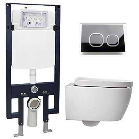 WC-Komplettpaket 23: WC NT2038 und Soft-Close Sitz mit Vorwandelement G3008 und Betätigungsplatte vorne, Betätigungsplatte:Mo