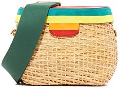Edie Parker Women's Jane Striped Lid Cross Body Bag, Straw/Rainbow, One Size