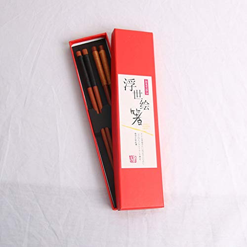 Pstars Japanese Style Wind Tied Line Chopsticks Gift Box Reusable Chopsticks Set Portable Wooden Tableware Travel Utensils for Camping, Picnic, Office or Home - Thumbnail 4