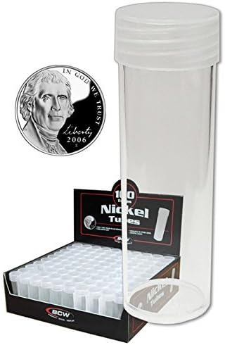 (20) Edgar Marcus Brand Round Clear Plastic (Nickel) Size Coin Storage Tube Holders with Screw on Lid