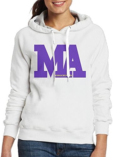 HYD Funny Massachusetts MA Logo Women's Long Sleeve Hooded Sweatshirt S White