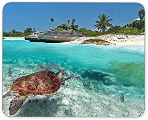 Caribbean Sea scenery with green turtle Mouse pad Gaming Mouse pad Mousepad Nonslip Rubber Backing