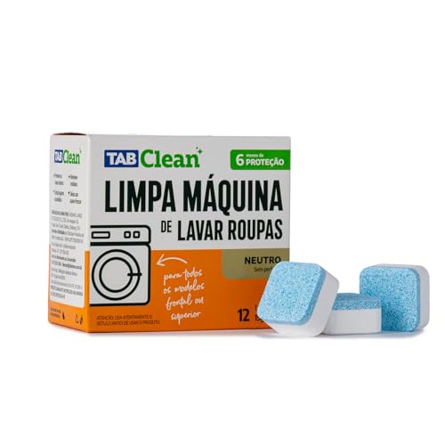 Limpa Maquina de Lavar Roupas em Tabletes/Pastilhas TabClean kit c/12 unds de 15g (180g) 12 Ciclos de Limpeza e Higienização para todas as maquinas de Lavar Roupas c/tampa frontal ou superior.
